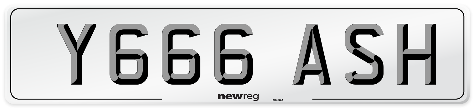 Y666 ASH Number Plate from New Reg